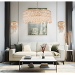 Люстра круглая с хрустальными подвесками на золотистом каркасе Roul Crystal Light варинант исполнения - 11 | Loft Concept в Новосибирске