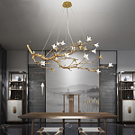 Люстра в виде золотой ветки с цветами Glass Flower Pendant Light варинант исполнения - 5 | Loft Concept в Новосибирске
