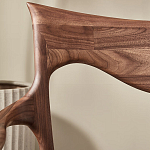 Стул деревянный с мягким сиденьем из коричневой натуральной кожи Moon Walnut Furniture варинант исполнения - 8 | Loft Concept в Новосибирске