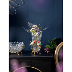 Ваза стеклянная прозрачная с бронзовым основанием в виде ветвей и фарфоровыми птичками Eden Garden варинант исполнения - 4 | Loft Concept в Новосибирске