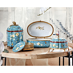 Ваза голубая с крышкой и цветочным узором Genuine Chinese Classics варинант исполнения - 3 | Loft Concept в Новосибирске