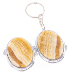 Зеркало брелок карманное двухстороннее из натурального камня Оникс Silver Stone Mirrors варинант исполнения - 2 | Loft Concept в Новосибирске