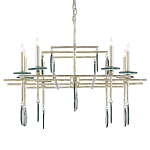 Люстра линейная с круглыми прозрачными подвесками  Horizontal Rectangular Chandelier варинант исполнения - 4 | Loft Concept в Новосибирске