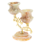 Подсвечник двухрожковый из натурального камня оникс Stone Candlestick варинант исполнения - 2 | Loft Concept в Новосибирске
