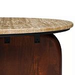 Кофейный столик с круглой столешницей на 2-х массивных деревянных ножках Tandem Travertine and Wood варинант исполнения - 3 | Loft Concept в Новосибирске