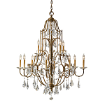 Люстра многоярусная с 12-ю лампами и стеклянными подвесками в классическом стиле Feiss варинант исполнения - 1 | Loft Concept в Новосибирске