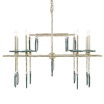 Люстра линейная с круглыми прозрачными подвесками  Horizontal Rectangular Chandelier варинант исполнения - 3 | Loft Concept в Новосибирске