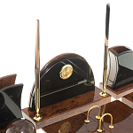 Настольный письменный набор с часами из природного камня обсидиана Oval Office варинант исполнения - 3 | Loft Concept в Новосибирске