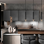 Подвесной светильник с узким цилиндрическим плафоном и золотым металлическим декором Concrete Pipe варинант исполнения - 8 | Loft Concept в Новосибирске