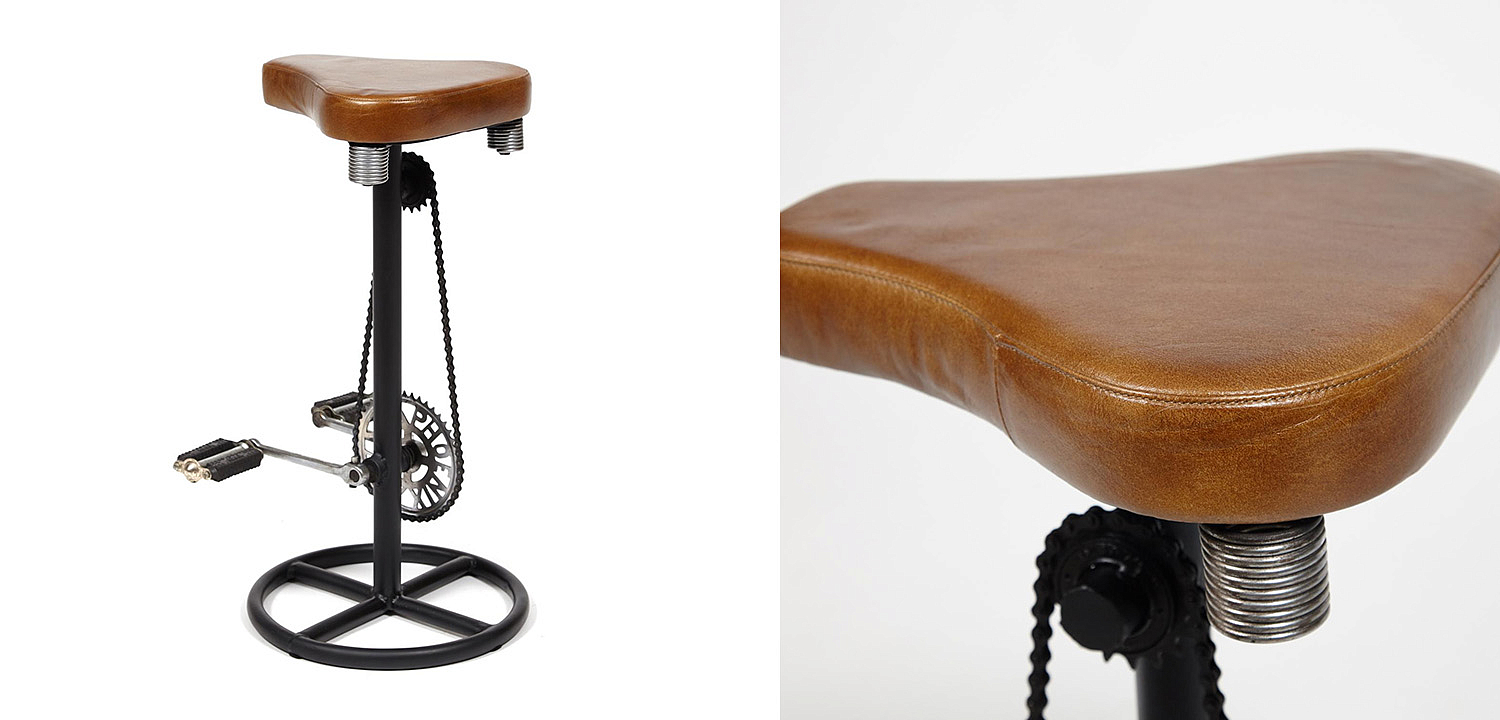 Барный стул с педалями от велосипеда Industrial leather bar stool with bicycle pedals - Loft-Concept в Новосибирске