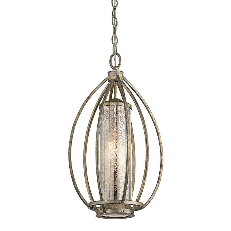 Подвесной светильник овальной формы с цилиндрическим плафоном в цвете сусальное серебро Kichler Серебро винтаж в Новосибирске | Loft Concept 