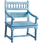 Деревянное кресло из массива манго с резным декором Eutropio Grey Mango Chair Blue варинант исполнения - 1 | Loft Concept в Новосибирске