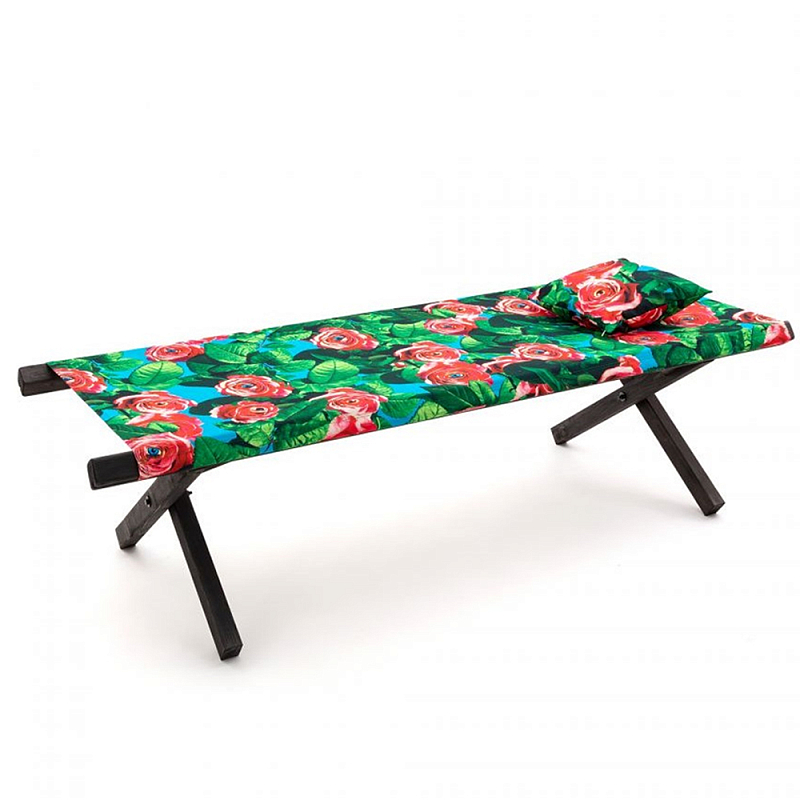 Шезлонг Seletti Poolbed Roses Черный Розовый Зеленый в Новосибирске | Loft Concept 