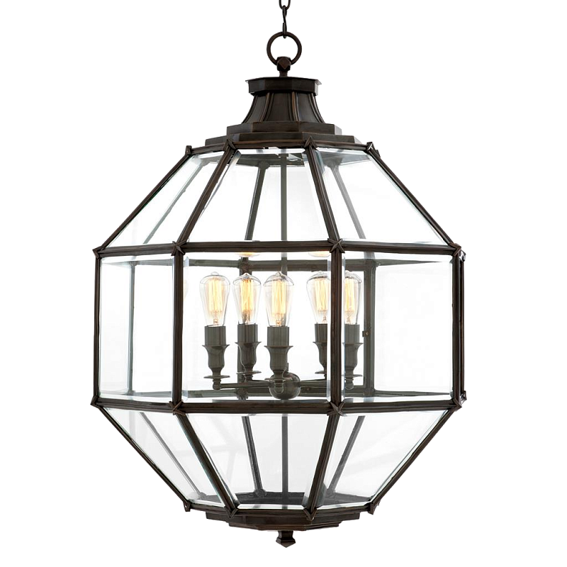 Люстра Lantern Owen Bronze L Темная бронза Прозрачный (Transparent) в Новосибирске | Loft Concept 