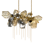 Люстра подвесная с 22-мя гранёными стеклянными плафонами с вертикальными подвесками Gilded Mirage  варинант исполнения - 1 | Loft Concept в Новосибирске