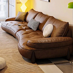 Диван кожаный с каркасом из массива дерева Medieval Furniture варинант исполнения - 4 | Loft Concept в Новосибирске