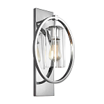 Бра цвета хром с круглой рамой и цилиндрическим прозрачным стеклянным плафоном на прямоугольном основании Feiss варинант исполнения - 1 | Loft Concept в Новосибирске