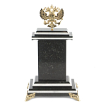 Часы настольные бронзовые с Гербом России из натурального камня Змевик Stone Clock варинант исполнения - 3 | Loft Concept в Новосибирске