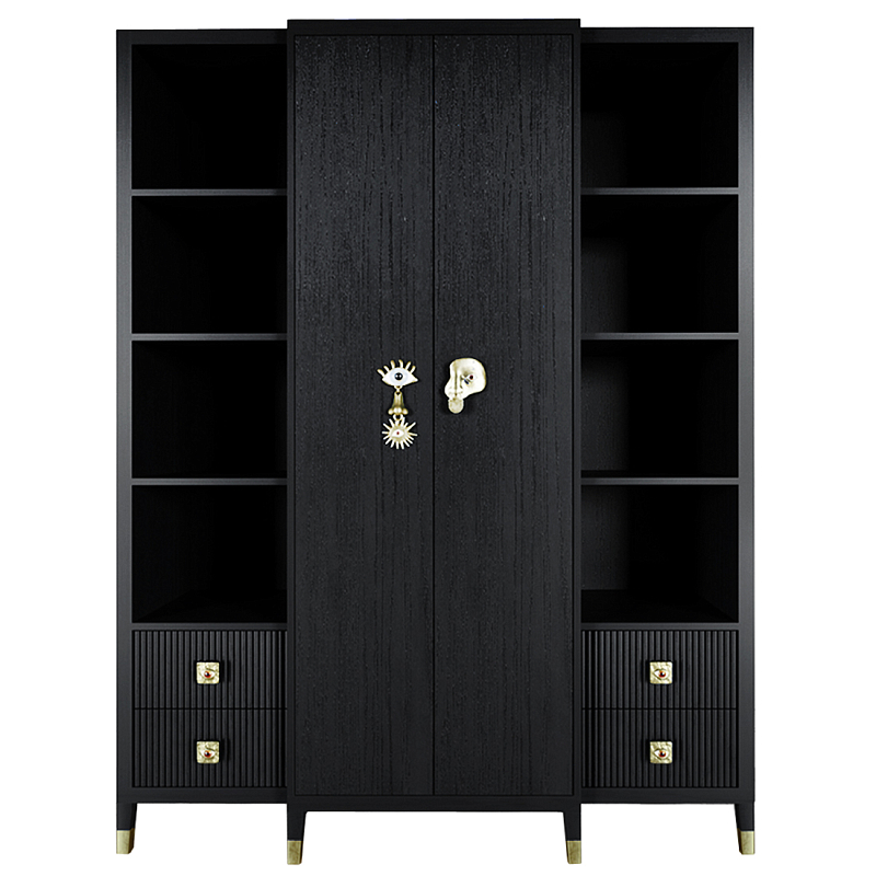 Большой шкаф с витриной Elsa Dreams Black Черный Золотой Большой шкаф с витриной Elsa Dreams Black Черный Золотой в Новосибирске | Loft Concept