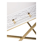 Приставной столик с выдвижным ящиком  White Table Carved Pattern варинант исполнения - 5 | Loft Concept в Новосибирске