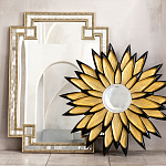 Зеркало-солнце в раме золотого и черного цвета Rays of Peace варинант исполнения - 3 | Loft Concept в Новосибирске