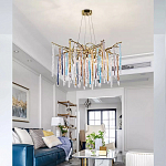 Люстра на подвесе с каркасом из металла и цветными подвесками из стекла Droplet Chandelier варинант исполнения - 1 | Loft Concept в Новосибирске