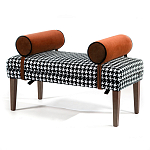 Банкетка Banquette PIED DE POULE Orange с принтом гусиная лапка Оранжевые валики варинант исполнения - 3 | Loft Concept в Новосибирске