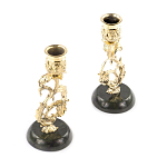 Подсвечники бронзовые на подставке из натурального камня нефрит Stone Candlestick варинант исполнения - 2 | Loft Concept в Новосибирске