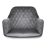 Барный стул со спинкой и подлокотниками на 4-х деревянных ножках Douglas Rhombus Серый Велюр варинант исполнения - 3 | Loft Concept в Новосибирске