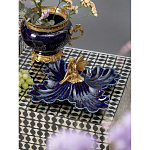 Менажница темно-синяя фарфоровая с бронзовой фигуркой ангела Eden Garden варинант исполнения - 2 | Loft Concept в Новосибирске