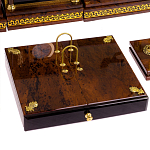 Настольный письменный набор с часами из природного камня обсидиана Royal Set варинант исполнения - 4 | Loft Concept в Новосибирске