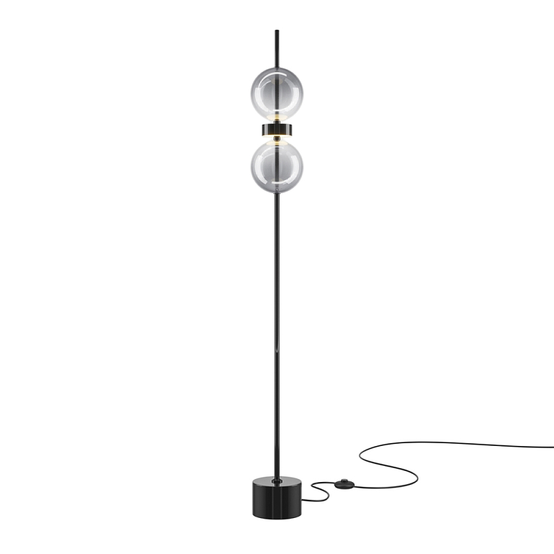 Напольный торшер светодионый Double Moon 3000К 15Вт Дымчатый (Smoke) Черный в Новосибирске | Loft Concept 