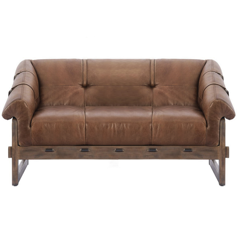 Двухместный диван Duncan винтажная коричневая кожа Коричневый винтаж в Новосибирске | Loft Concept 
