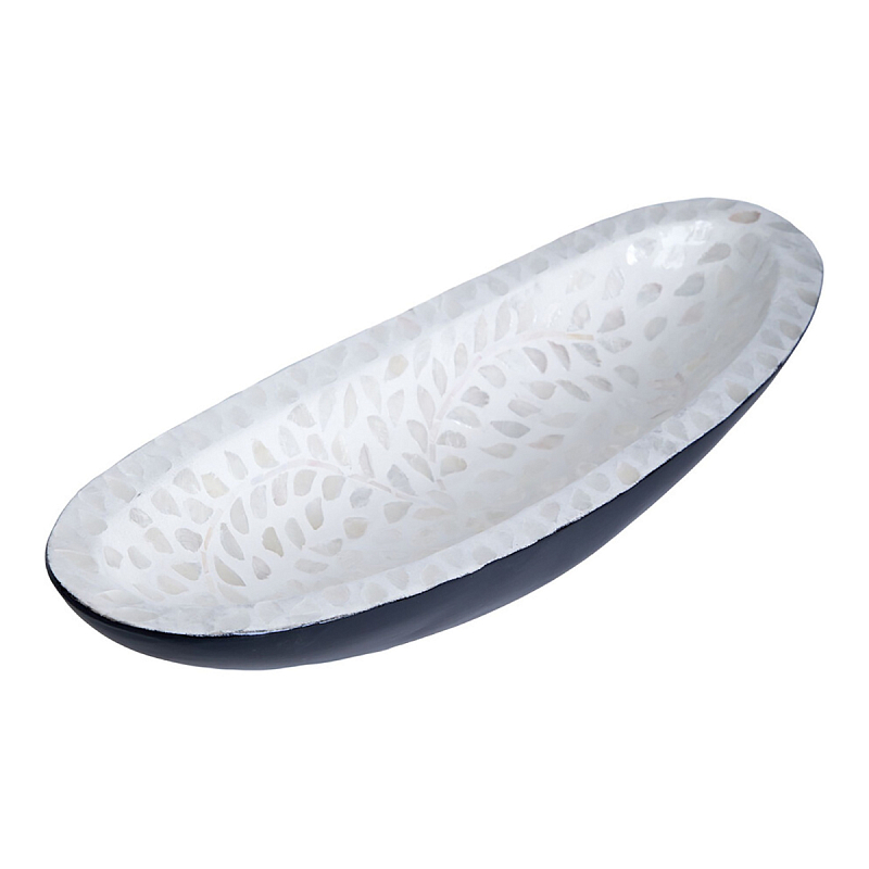 Блюдо декоративное Esmee White Big Белый Синий Блюдо декоративное Esmee White Big Белый Синий в Новосибирске | Loft Concept