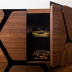 Высокий комод с узором из шпона на фасаде Sahara варинант исполнения - 4 | Loft Concept в Новосибирске