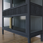 Витрина Primo со стеклянными фасадами и 2 ящиками Черный дуб варинант исполнения - 4 | Loft Concept в Новосибирске