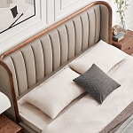 Кровать двуспальная с мягким изголовьем Moon Walnut Bed варинант исполнения - 5 | Loft Concept в Новосибирске