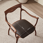 Стул деревянный с мягким сиденьем из коричневой натуральной кожи Moon Walnut Furniture варинант исполнения - 10 | Loft Concept в Новосибирске