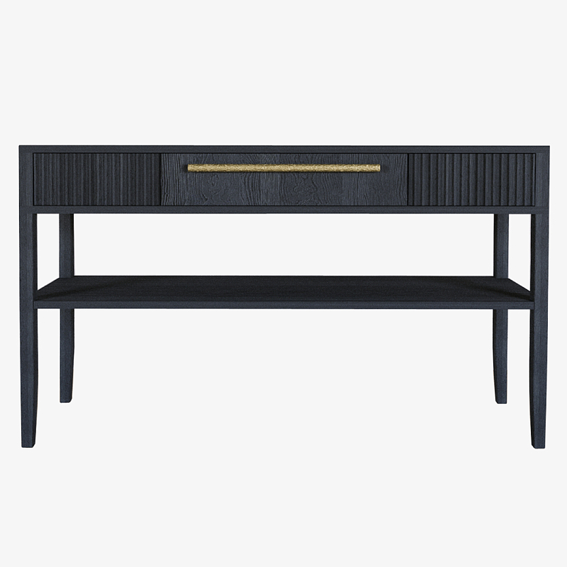 Дизайнерская Консоль с полкой и ящиком Primo Черный дуб Черный Золотой в Новосибирске | Loft Concept 