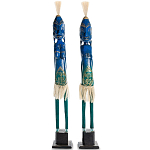 Комплект из 2-х деревянных статуэток Asmat Statuettes Blue Green варинант исполнения - 1 | Loft Concept в Новосибирске