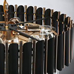 Люстра из черного металла с многоярусными подвесками из прозрачного хрусталя на золотой цепи Empire Black Chandelier Crystal варинант исполнения - 11 | Loft Concept в Новосибирске