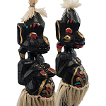 Комплект из 2-х деревянных статуэток Asmat Straw Headdress Statuettes Multicolor варинант исполнения - 5 | Loft Concept в Новосибирске