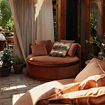 Кушетка круглая с обивкой из велюра коричневая Milky Brown Chair варинант исполнения - 8 | Loft Concept в Новосибирске