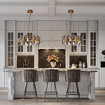 Люстра подвесная круглая с овальными подвесками из стекла дымчатого цвета Harlow Crystal Round варинант исполнения - 6 | Loft Concept в Новосибирске