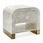 Тумбочка прикроватная с ящиком Tofino White Bone Inlay  Bedside Cabinet   варинант исполнения - 3 | Loft Concept в Новосибирске