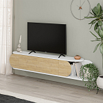ТВ-тумба подвесная белая с полкой и откидной дверцей цвета древесины TONE TV STAND WHITE варинант исполнения - 2 | Loft Concept в Новосибирске