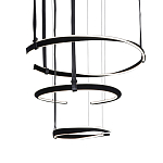 Люстра подвесная с 3-мя кольцами из кожаных ремней черного цвета Half Ring Horizontal  варинант исполнения - 1 | Loft Concept в Новосибирске