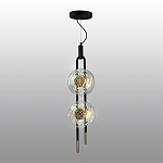 Подвесной светильник с 2-мя прозрачными стеклянными плафонами и золотистыми центральными вставками Virelia  варинант исполнения - 4 | Loft Concept в Новосибирске