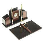 Настольный письменный набор из лемезита и змеевика с часами Royal Accessory варинант исполнения - 2 | Loft Concept в Новосибирске
