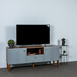 ТВ-тумба серая из массива бука с 2-мя дверками и ящиком Wenge Light варинант исполнения - 7 | Loft Concept в Новосибирске